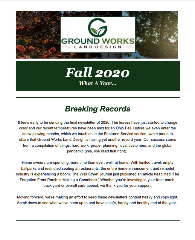 Ground Works Fall 2020 Newsletter