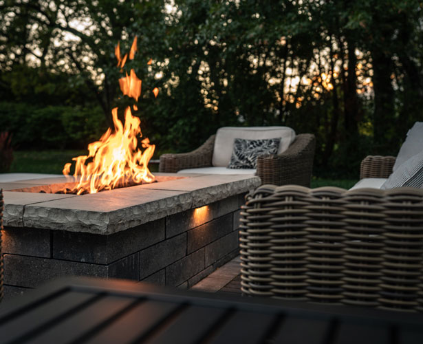 Relaxing outdoor fire pit and patio in Rocky River, Ohio