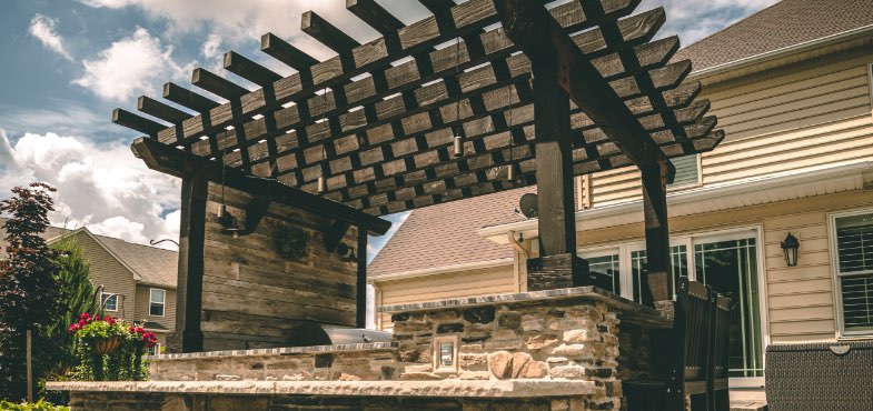 Hand-crafted and custom-built pergola from Ground Works Land Design in Ohio